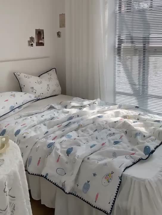 91家纺网 家纺一手货源 找家纺 洋铭区 2021新款双层纱夏被 小海洋