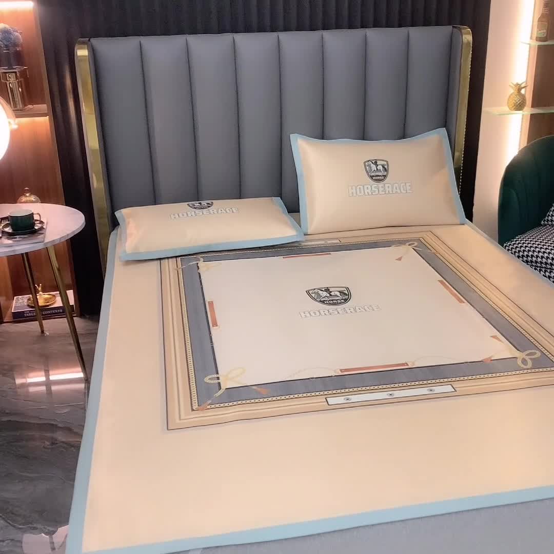 91家纺网 家纺一手货源 找家纺 （总）小芽家居 2024新款冰丝斜纹提花凉席三件套