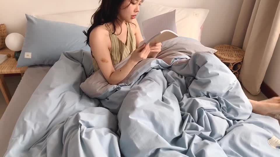 91家纺网 家纺一手货源 找家纺 雅居纺 2022新款全棉水洗棉四件套 清雅蓝+绅士灰