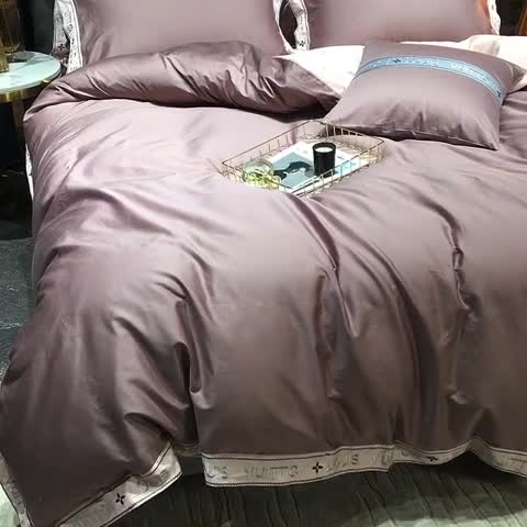 91家纺网 家纺一手货源 找家纺 青竹苑 2021新款轻奢风60S长绒棉四件套豆沙加粉玉