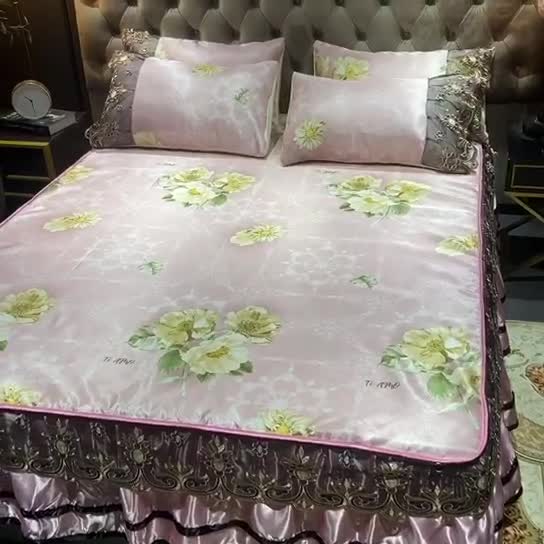 91家纺网 家纺一手货源 找家纺 ds生活馆 2021新款欧式床裙款冰丝席凉席 曼妙舞姿