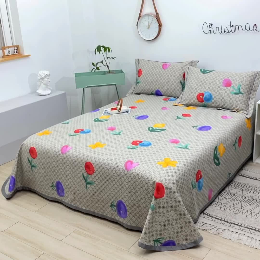 91家纺网 家纺一手货源 找家纺 森麻艾草助眠老粗布凉席全棉肌理纹加厚床单空调软席柠檬恋花灰