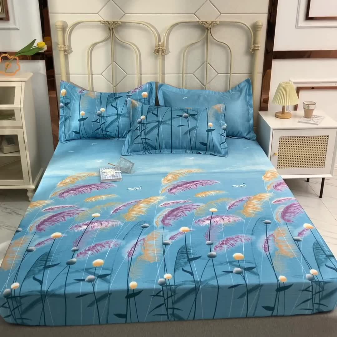 91家纺网 家纺一手货源 找家纺 甜之梦家纺 2025新款印花冰丝单品凉席床笠款水梦瑶