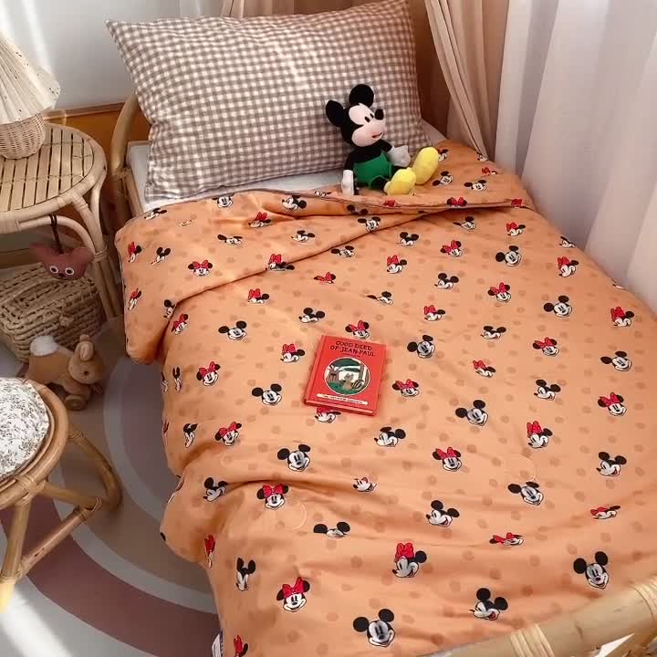 91家纺网 家纺一手货源 找家纺 星期八 2021新款全棉卡通儿童夏被 米奇-橙