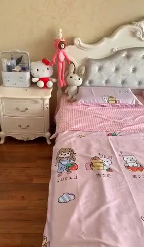 91家纺网 家纺一手货源 找家纺 琪格格纺织 2022新款水洗真丝印花四件套 兔子女孩