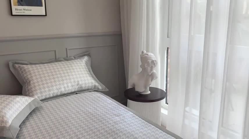 91家纺网 家纺一手货源 找家纺 时年家纺 2021新款千鸟格和肌理纹水洗冰露丝养生凉席 千鸟格-海蓝