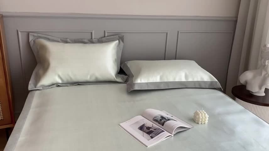 91家纺网 家纺一手货源 找家纺 时年家纺 2021新款千鸟格和肌理纹水洗冰露丝养生凉席 肌理纹-抹茶