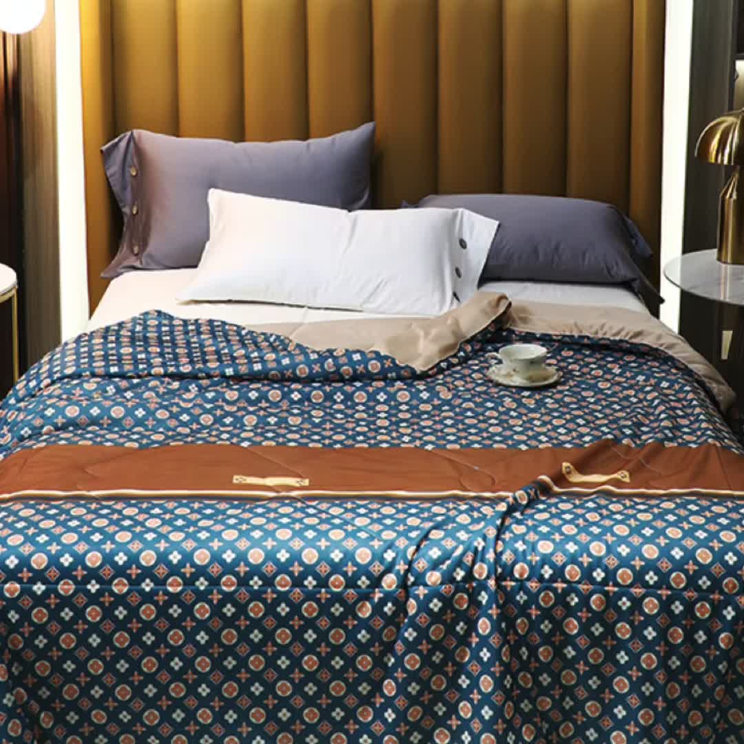 91家纺网 家纺一手货源 找家纺 薇玛仕2023新款凉感丝夏凉被空调被 苏安娜-绿