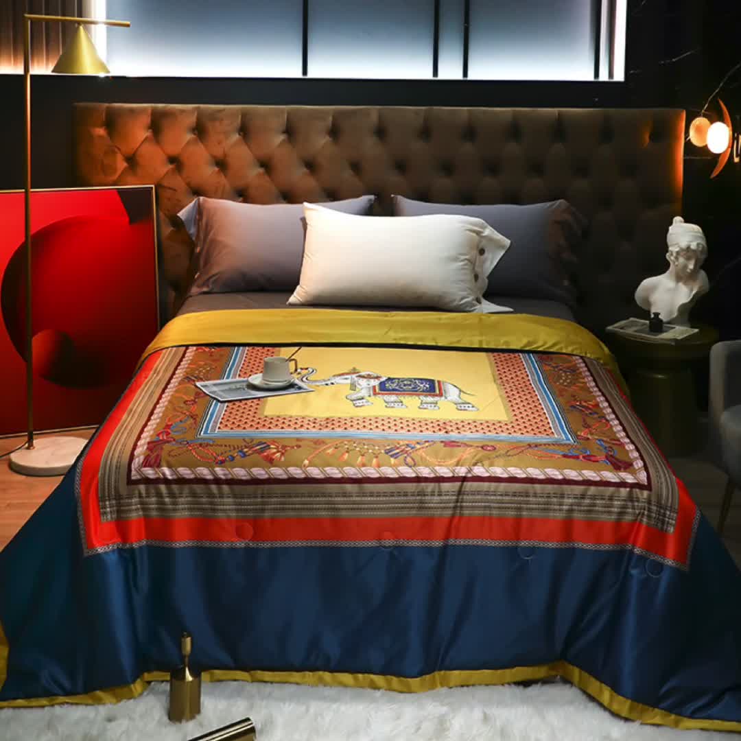 91家纺网 家纺一手货源 找家纺 薇玛仕2023莫代尔天丝轻奢大版花夏凉被 征象