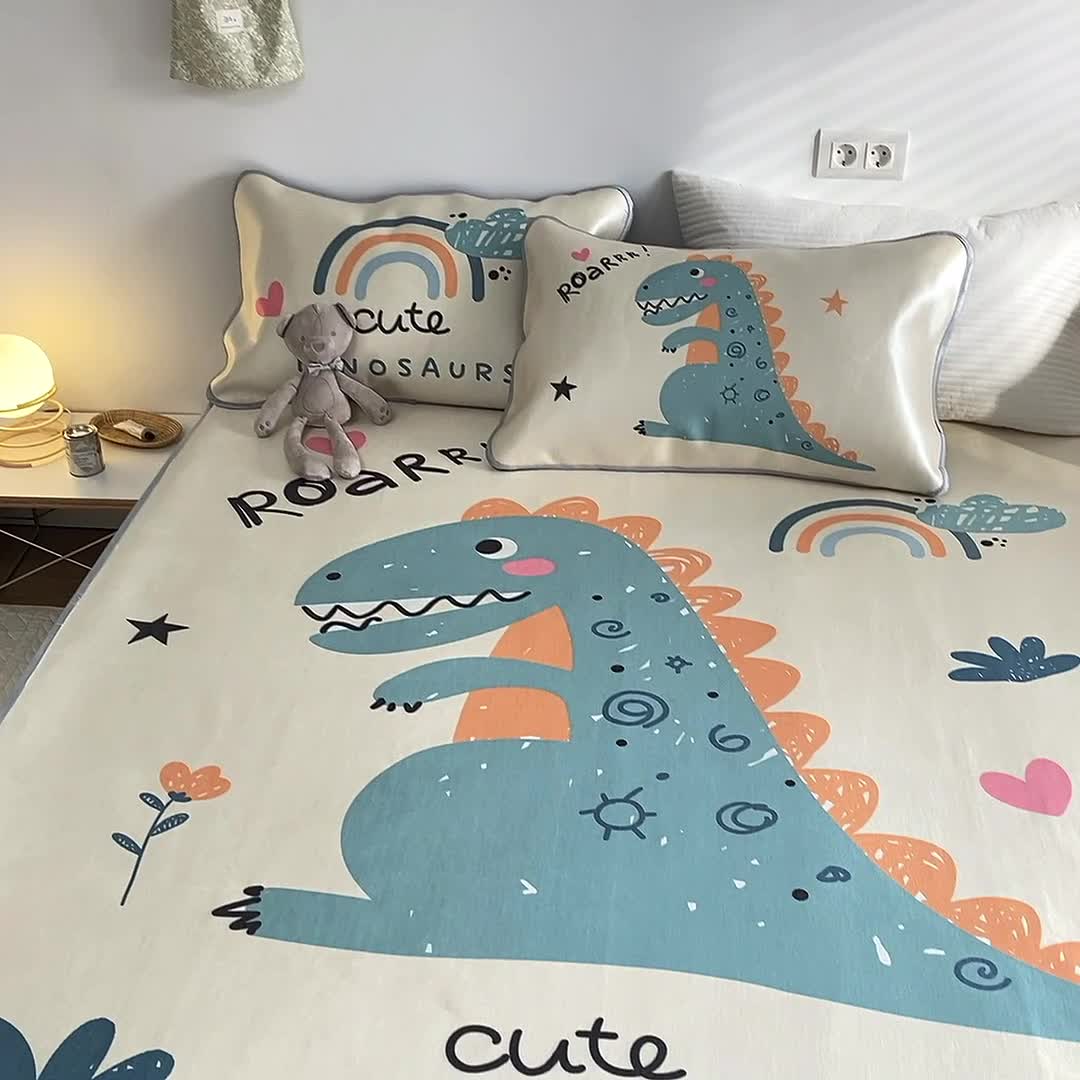 91家纺网 家纺一手货源 找家纺 雅居纺家纺 2022新款大版800D印花冰丝席 巨齿龙