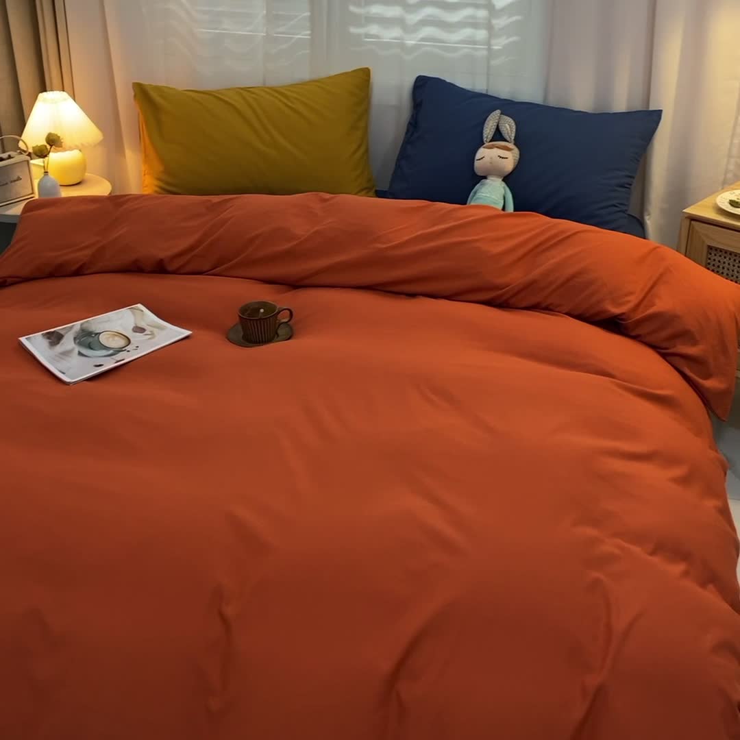91家纺网 家纺一手货源 找家纺 曼谷 新款混搭风四件套 橙色-宝蓝