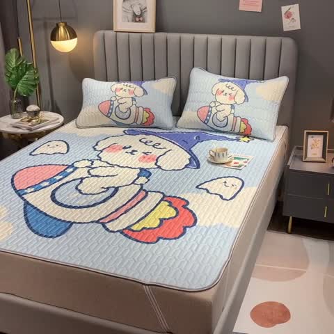 91家纺网 家纺一手货源 找家纺 慕尚2025新款乳胶凉席 火箭小狗