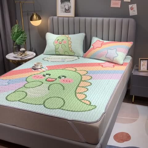 91家纺网 家纺一手货源 找家纺 慕尚2025新款乳胶凉席 可爱恐龙