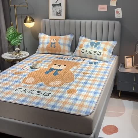 91家纺网 家纺一手货源 找家纺 慕尚2025新款乳胶凉席 绅士小熊