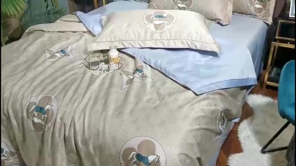 91家纺网 家纺一手货源 找家纺 梦柏2021新款水洗天丝夏被四件套 罗马