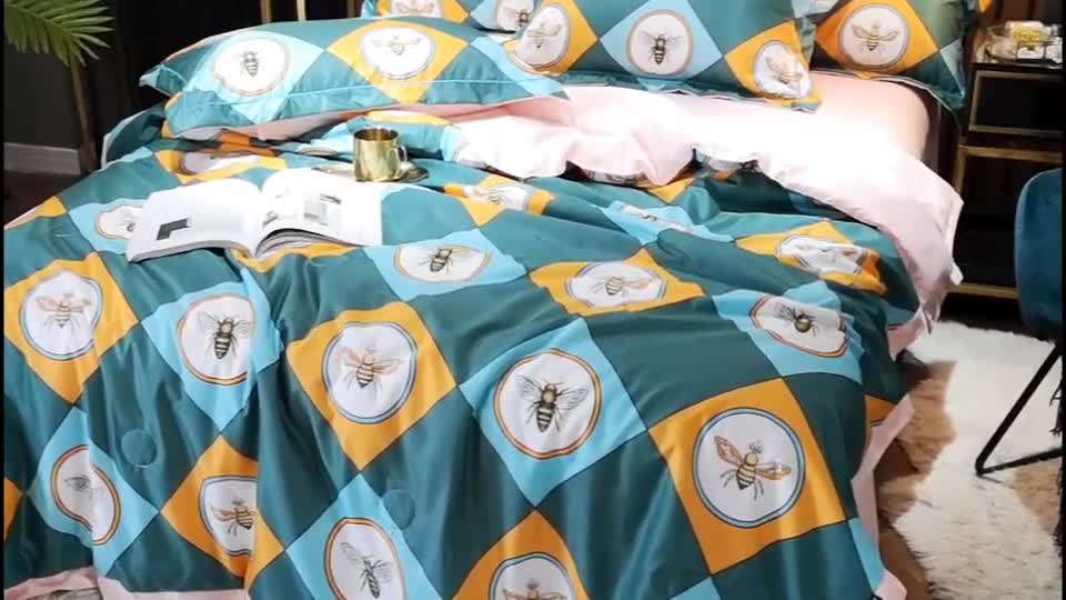 91家纺网 家纺一手货源 找家纺 梦柏2021新款水洗天丝夏被四件套 幽雅密