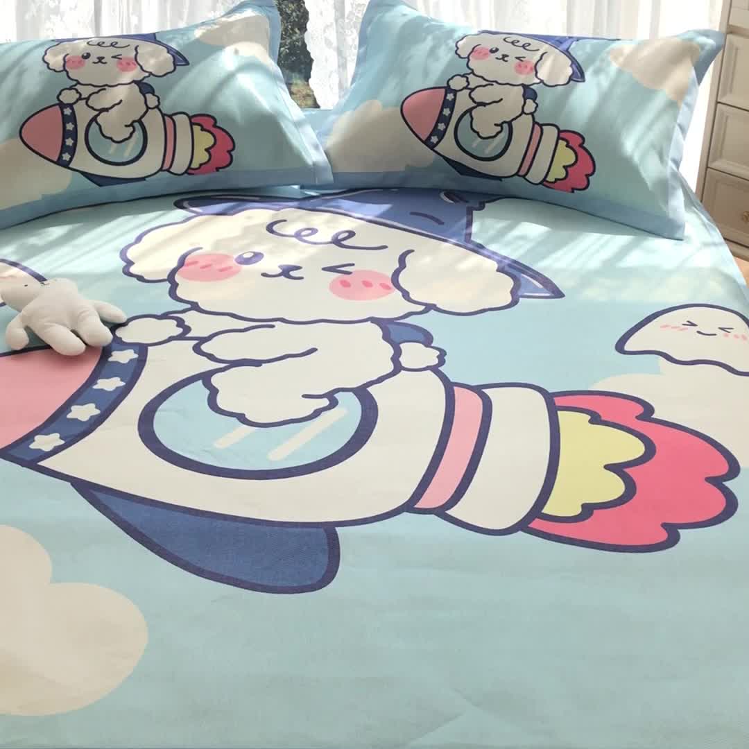 91家纺网 家纺一手货源 找家纺 慕尚 2025新款卡通宽边大版冰丝席 火箭男孩