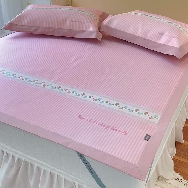 91家纺网 家纺一手货源 找家纺 本希家居 2021新款高端可水洗冰丝席数码印花 花语