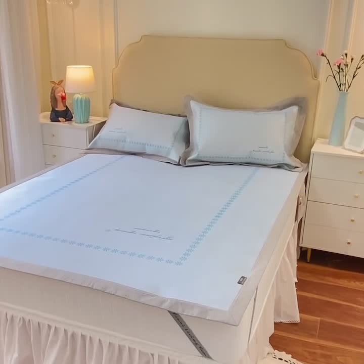 91家纺网 家纺一手货源 找家纺 本希家居 2021新款高端可水洗冰丝席数码印花 兰调