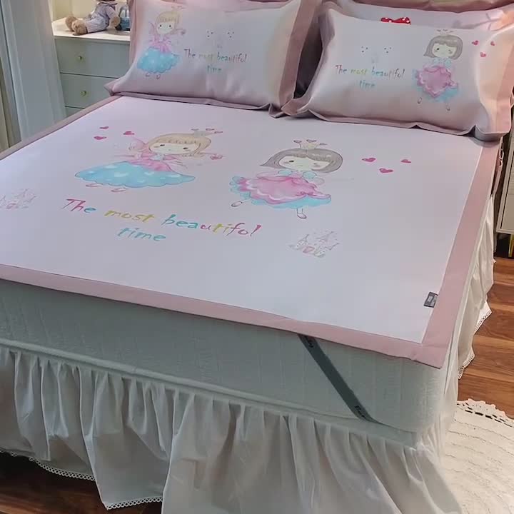 91家纺网 家纺一手货源 找家纺 本希家居 2021新款高端可水洗冰丝席数码印花 魔法女孩