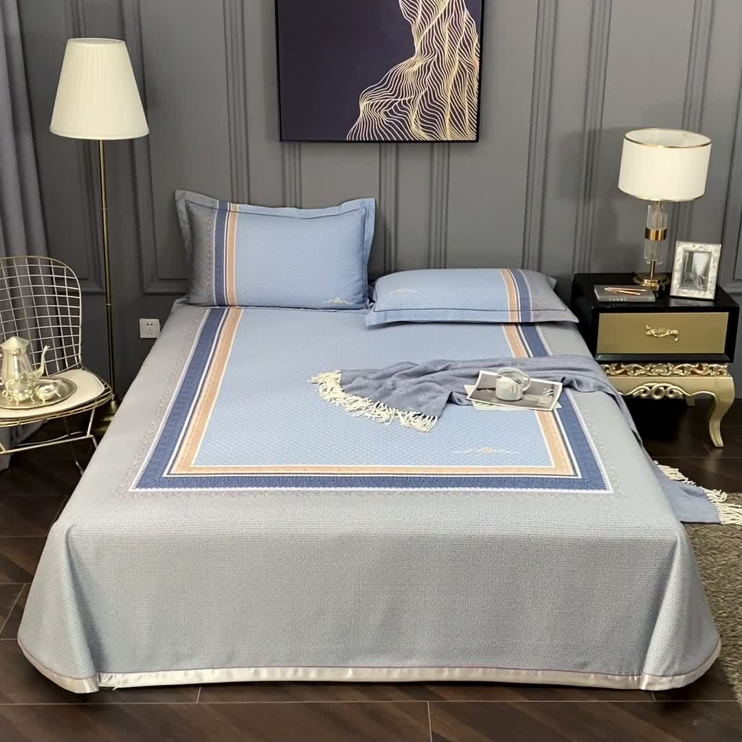 91家纺网 家纺一手货源 找家纺 威克凯丽 2023新款竹语天丝软凉席定位款 特洛伊-灰