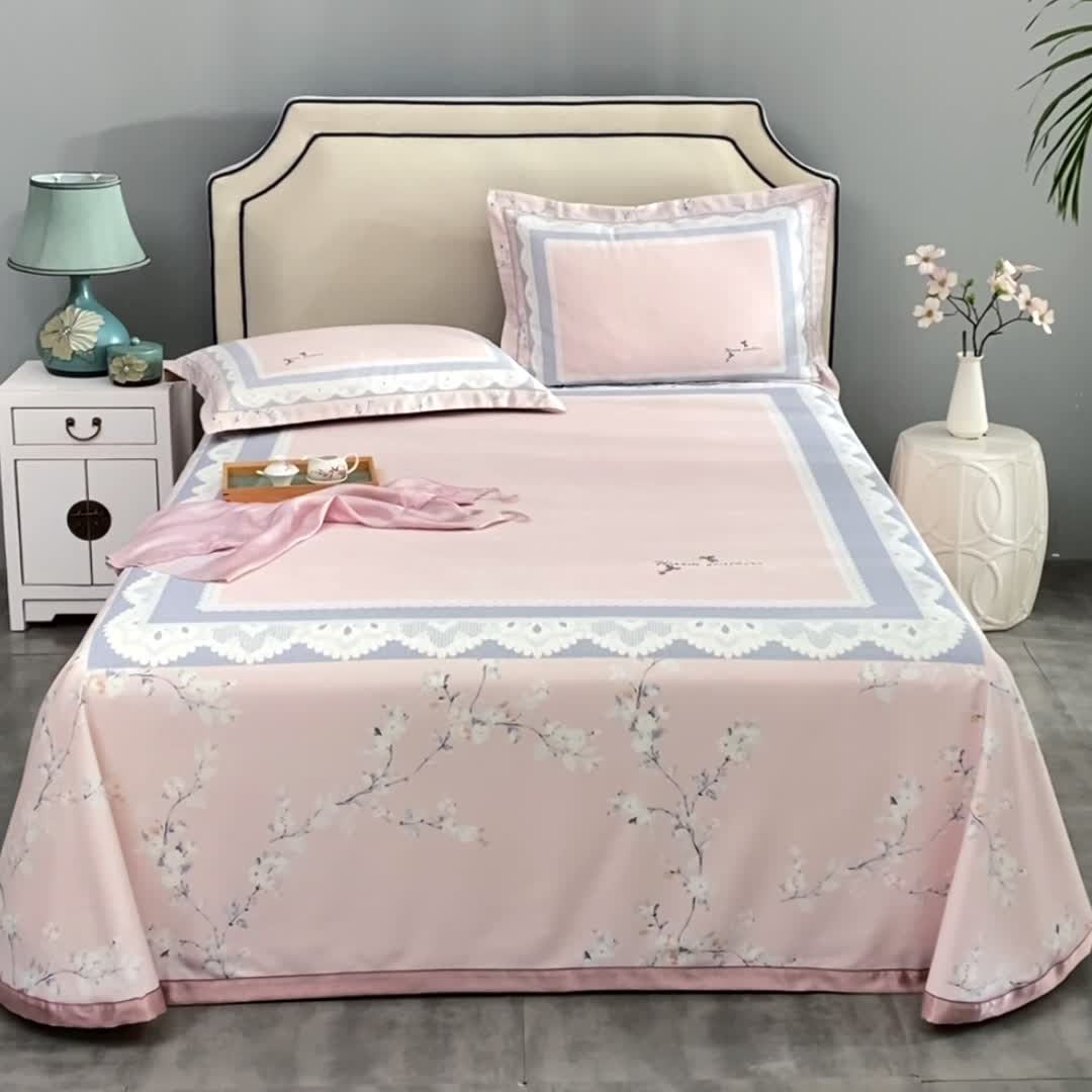 91家纺网 家纺一手货源 找家纺 威克凯丽 2023新款竹语天丝软凉席定位款 夏沫-玉粉