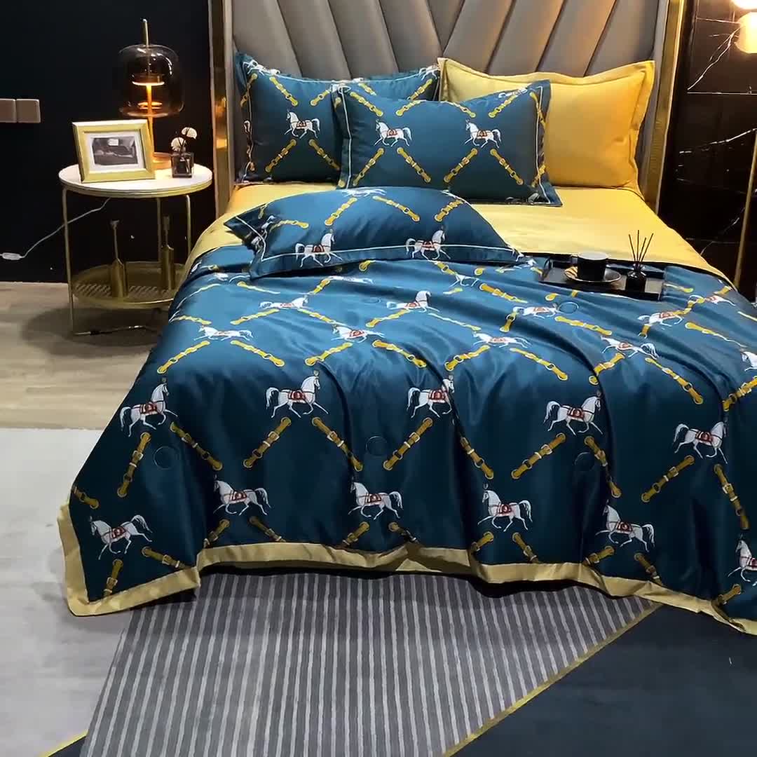 91家纺网 家纺一手货源 找家纺 2021新品水洗天丝夏被四件套三件套空调被水洗真丝冰丝夏凉被