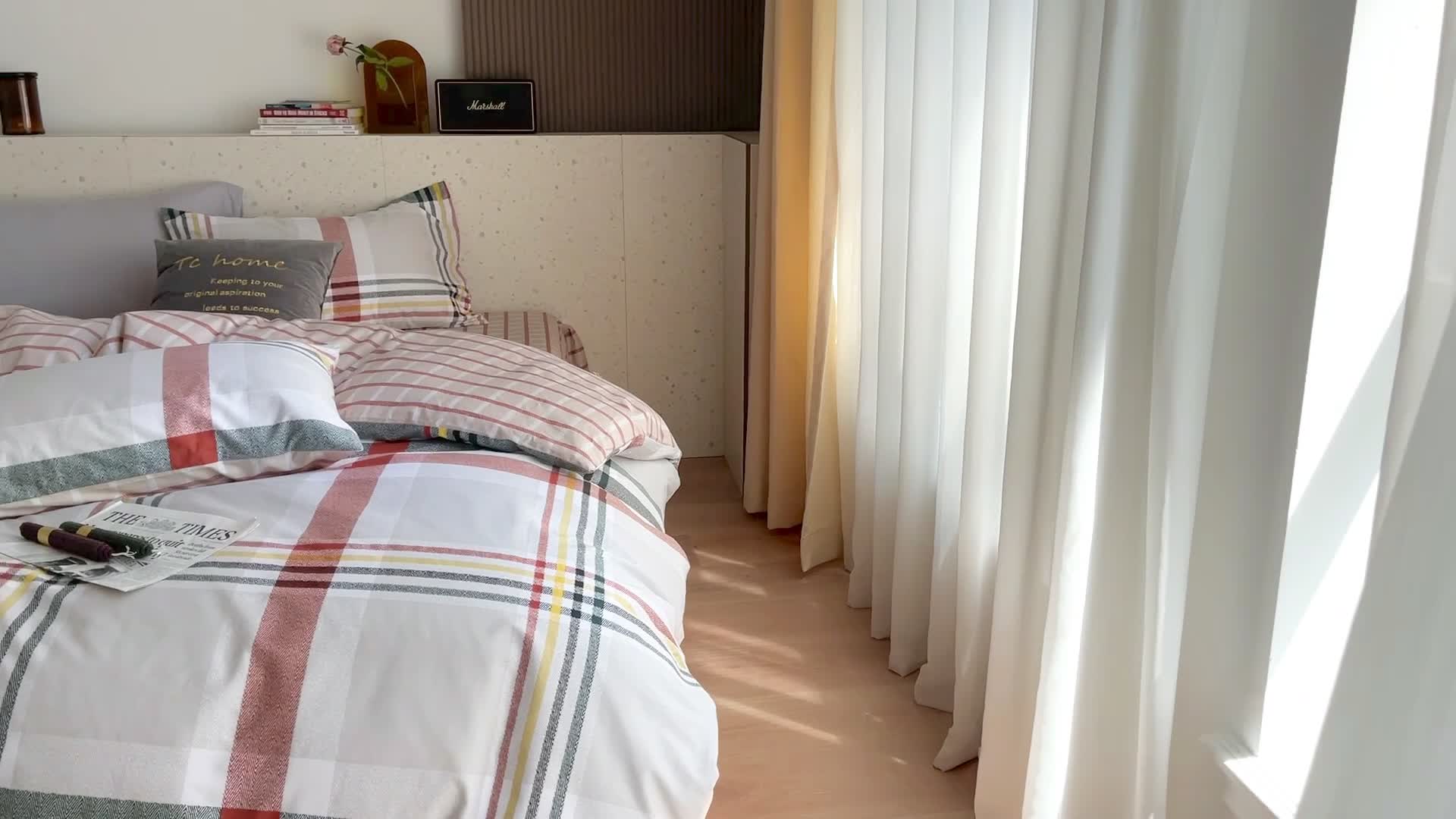 91家纺网 家纺一手货源 找家纺 时年家纺 2021新款全棉简约条格系列四件套 理想