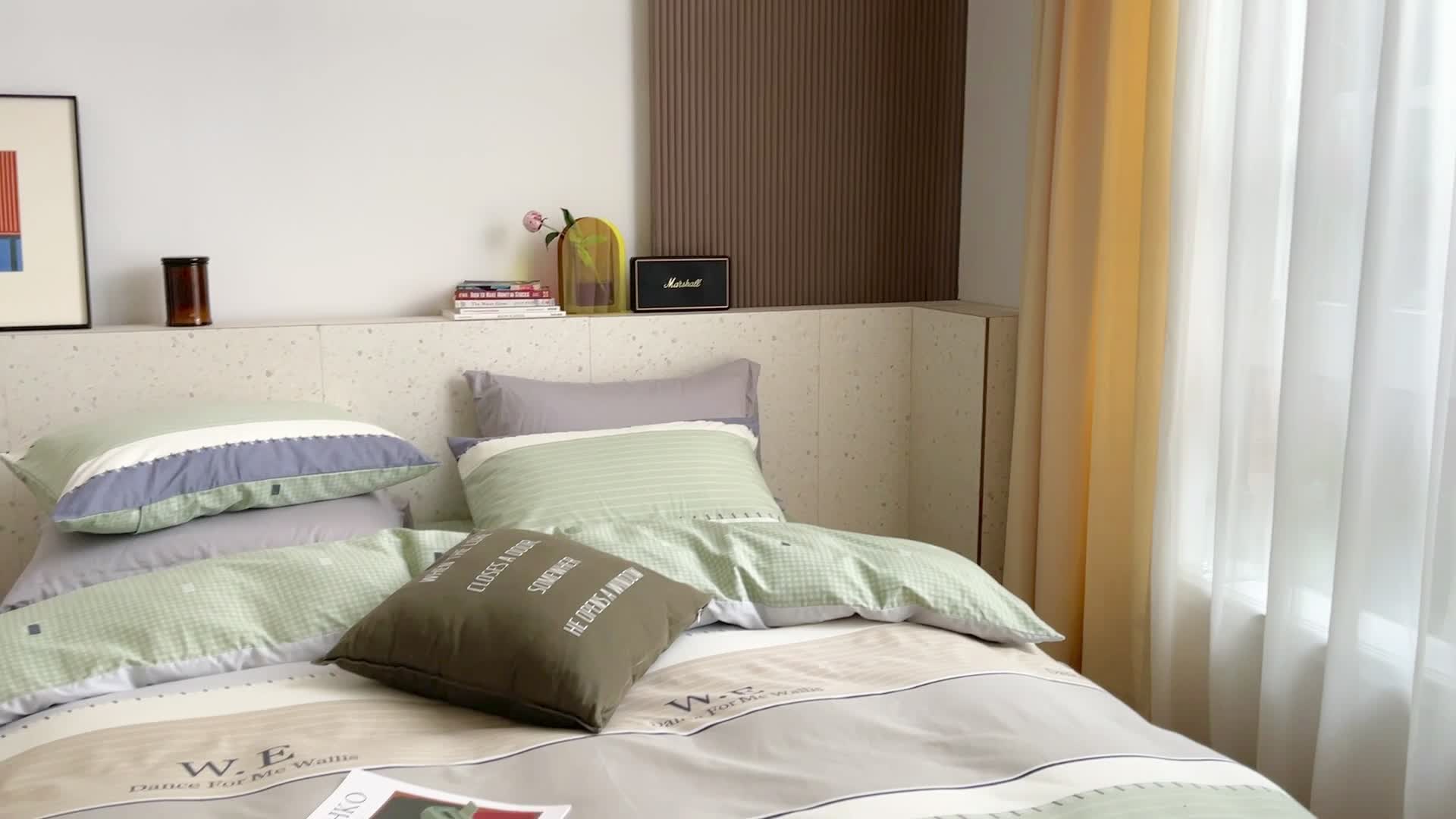 91家纺网 家纺一手货源 找家纺 时年家纺 2021新款全棉简约条格系列四件套 威廉