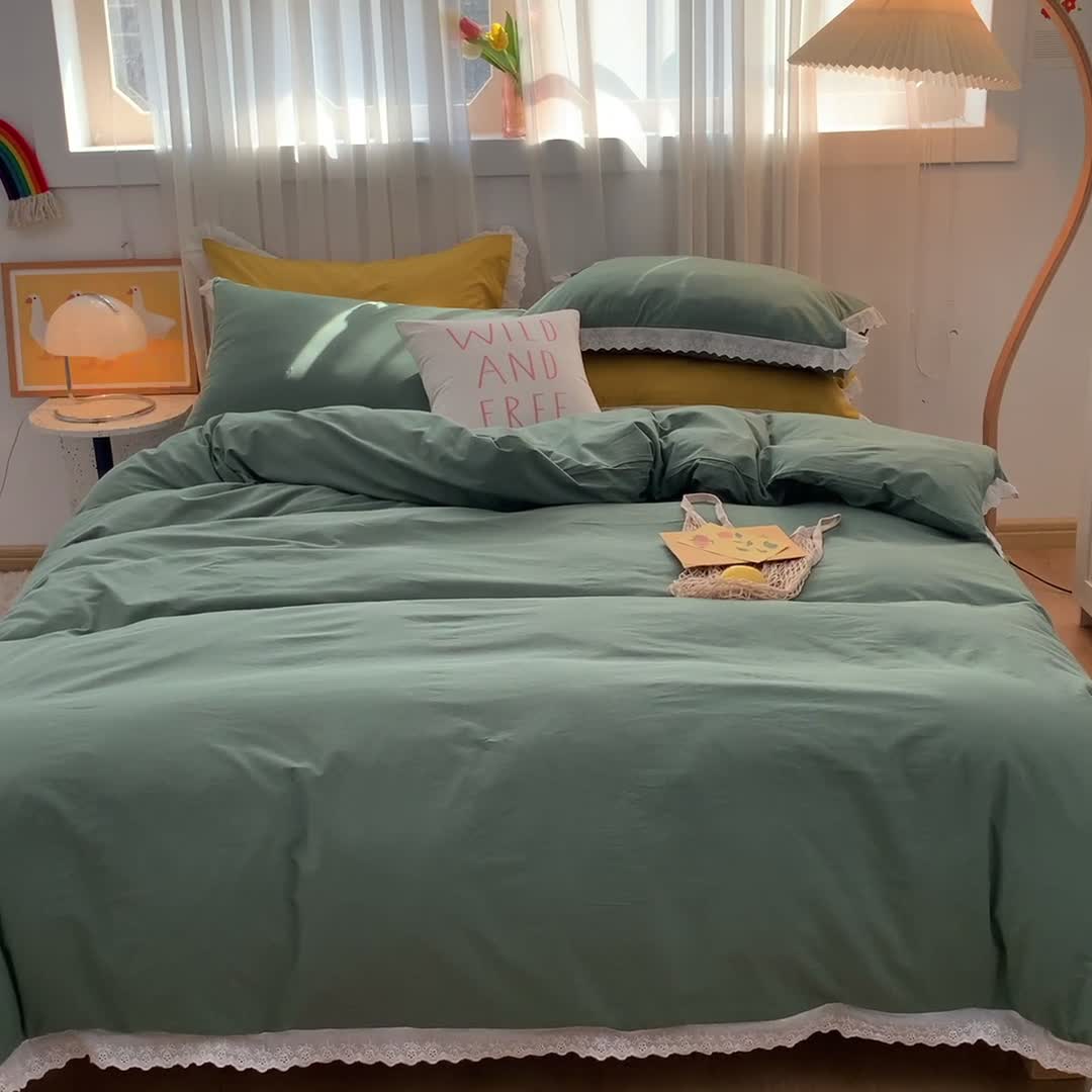 91家纺网 家纺一手货源 找家纺 （总）怡家居 2021新款全棉水洗刺绣花边四件套