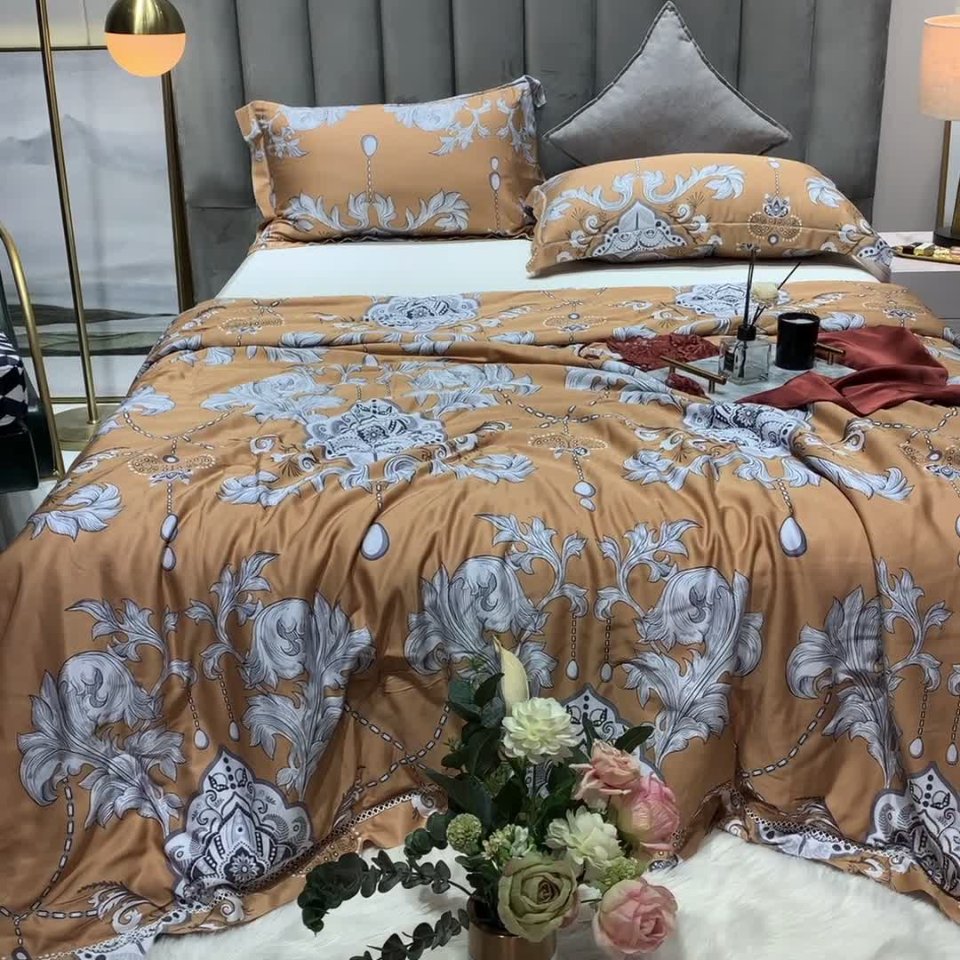 91家纺网 家纺一手货源 找家纺 棉生活家纺 2022新款莫代尔天丝夏被 辉煌时刻-桔