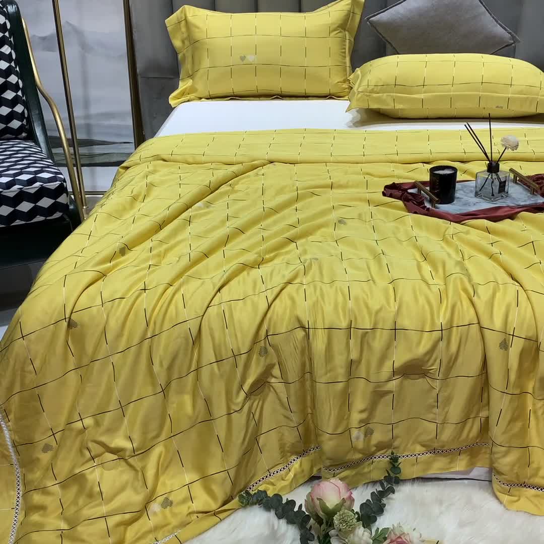 91家纺网 家纺一手货源 找家纺 棉生活家纺 2022新款莫代尔天丝夏被 卡洛特-黄