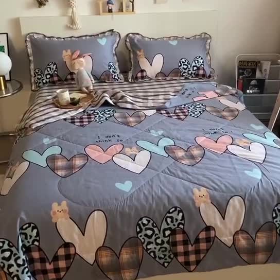 91家纺网 家纺一手货源 找家纺 仟网汇 2021新款全棉夏被四件套心之所向-兰