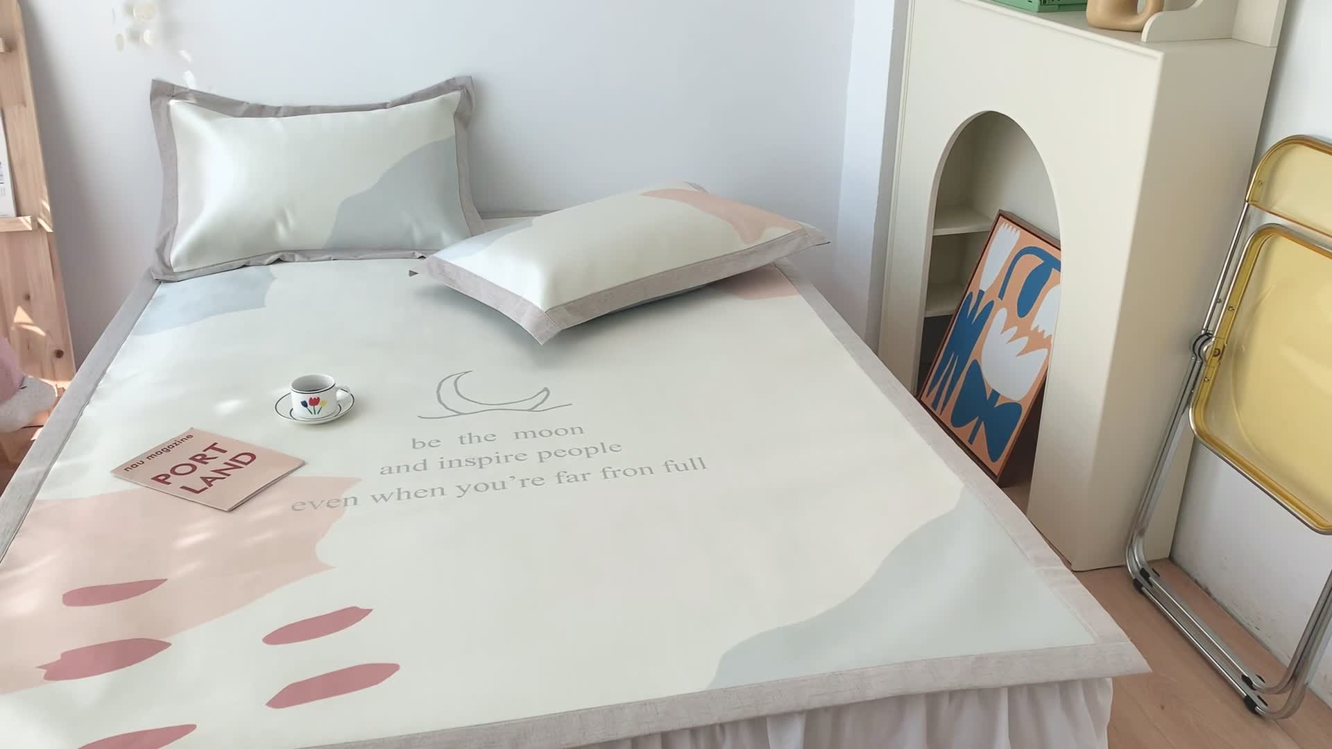 91家纺网 家纺一手货源 找家纺 时年 2021新款水洗养生冰丝凉席 北欧