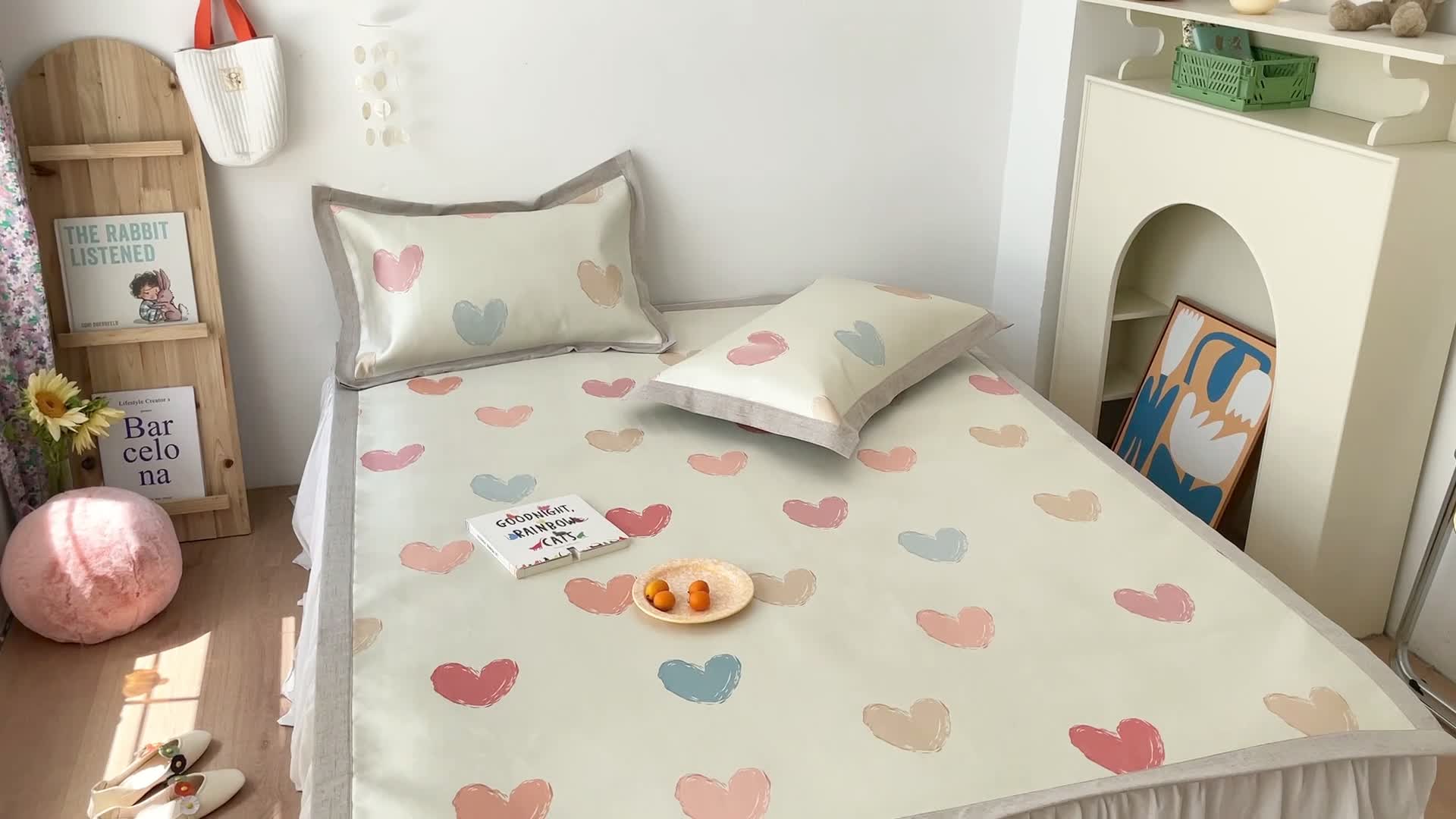 91家纺网 家纺一手货源 找家纺 时年 2021新款水洗养生冰丝凉席 心情