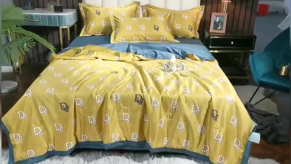 91家纺网 家纺一手货源 找家纺 梦柏2021新款水洗天丝夏被 夏凉被 字母D