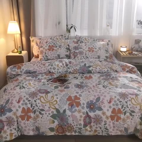 91家纺网 家纺一手货源 找家纺 （总）沐棉家居 2019新款13370全棉小碎花四件套棚拍