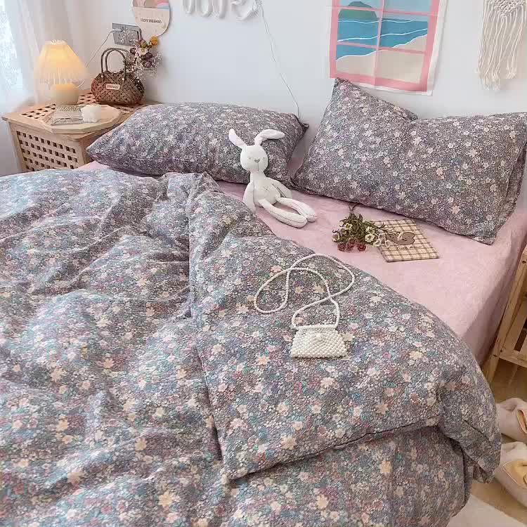 91家纺网 家纺一手货源 找家纺 2022年新款卡通系列全棉印花四件套实拍图直播爆款 芬芳园