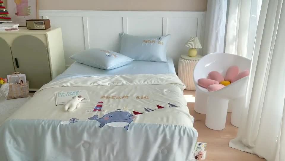 91家纺网 家纺一手货源 找家纺 星野家居 2021新款80s天丝夏被系列 海豚