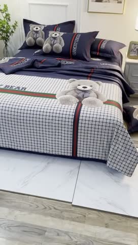 91家纺网 家纺一手货源 找家纺 雲归梦 2021新款全棉大版夏被四件套 幸运熊