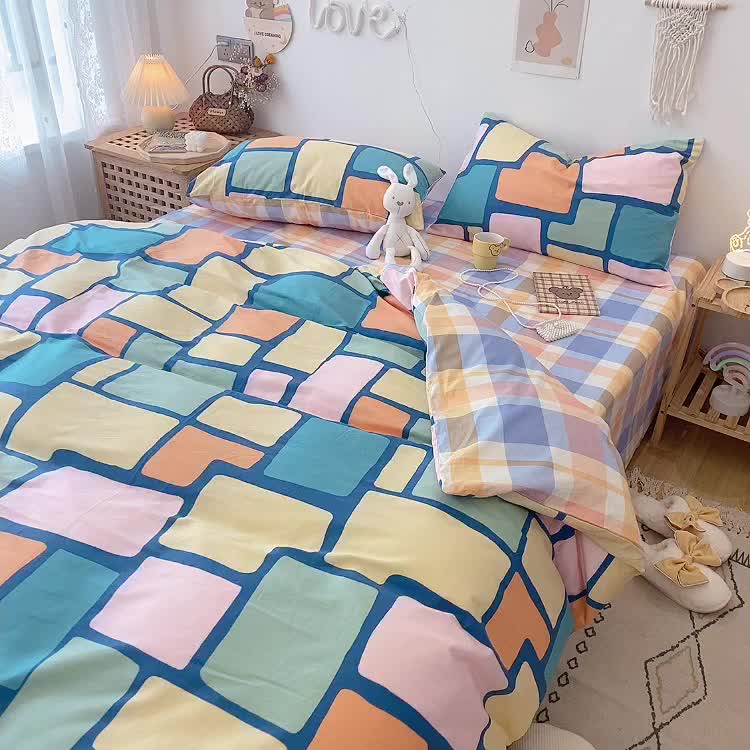 91家纺网 家纺一手货源 找家纺 （总）沐棉家居  2022年新款13070全棉印花四件套直播爆款