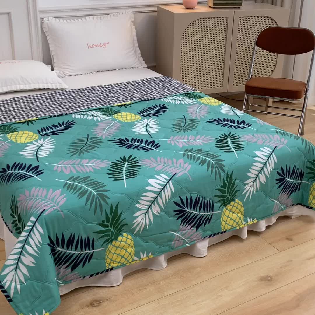 91家纺网 家纺一手货源 找家纺 百花王 2021新款芦荟棉夏凉被 甜菠萝