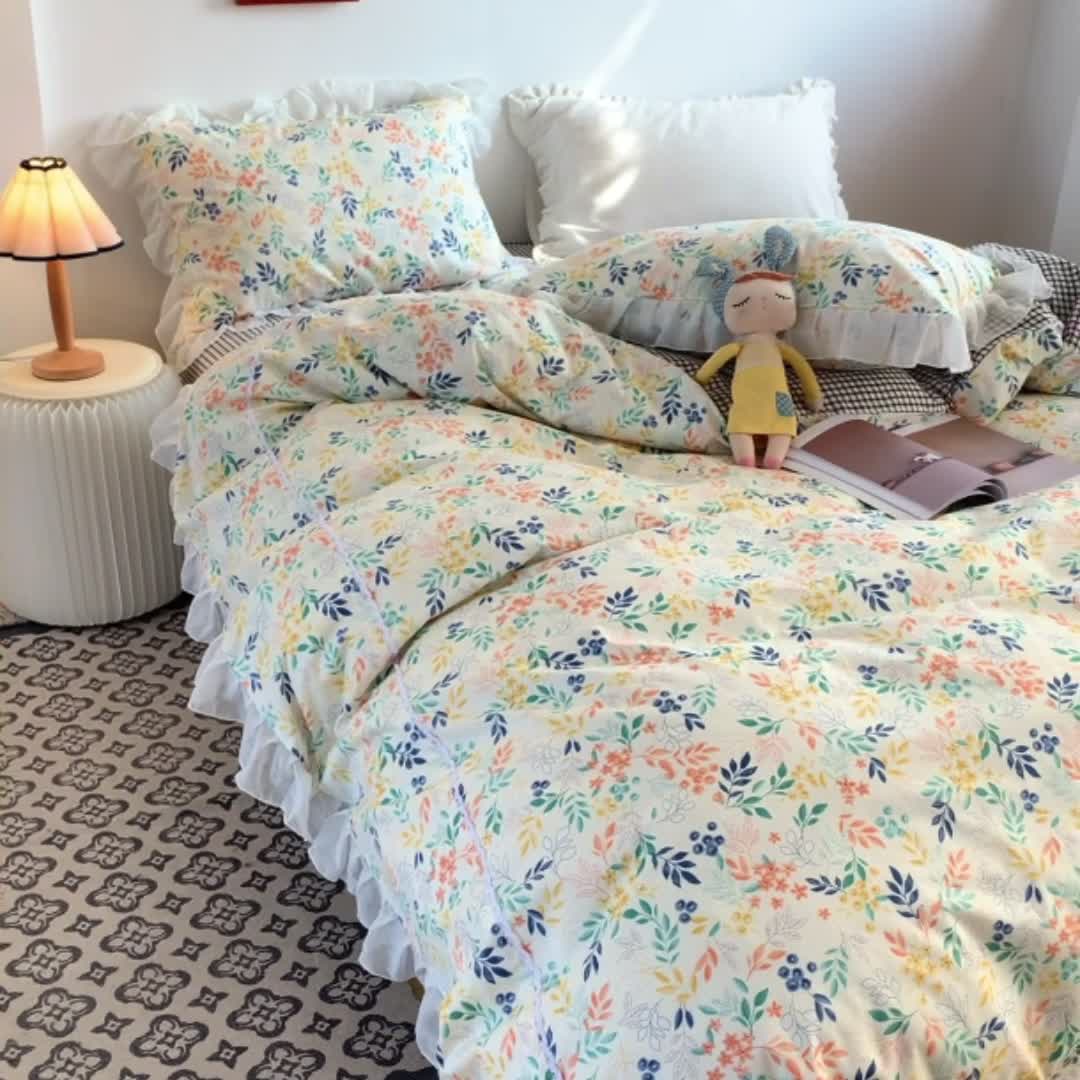 91家纺网 家纺一手货源 找家纺 怡家居 2021新款韩版全棉四件套 梦影