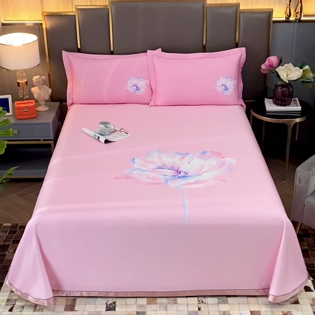 91家纺网 家纺一手货源 找家纺 威克凯丽 2023新款竹语天丝软凉席定位款 芙花瑶（雅粉）