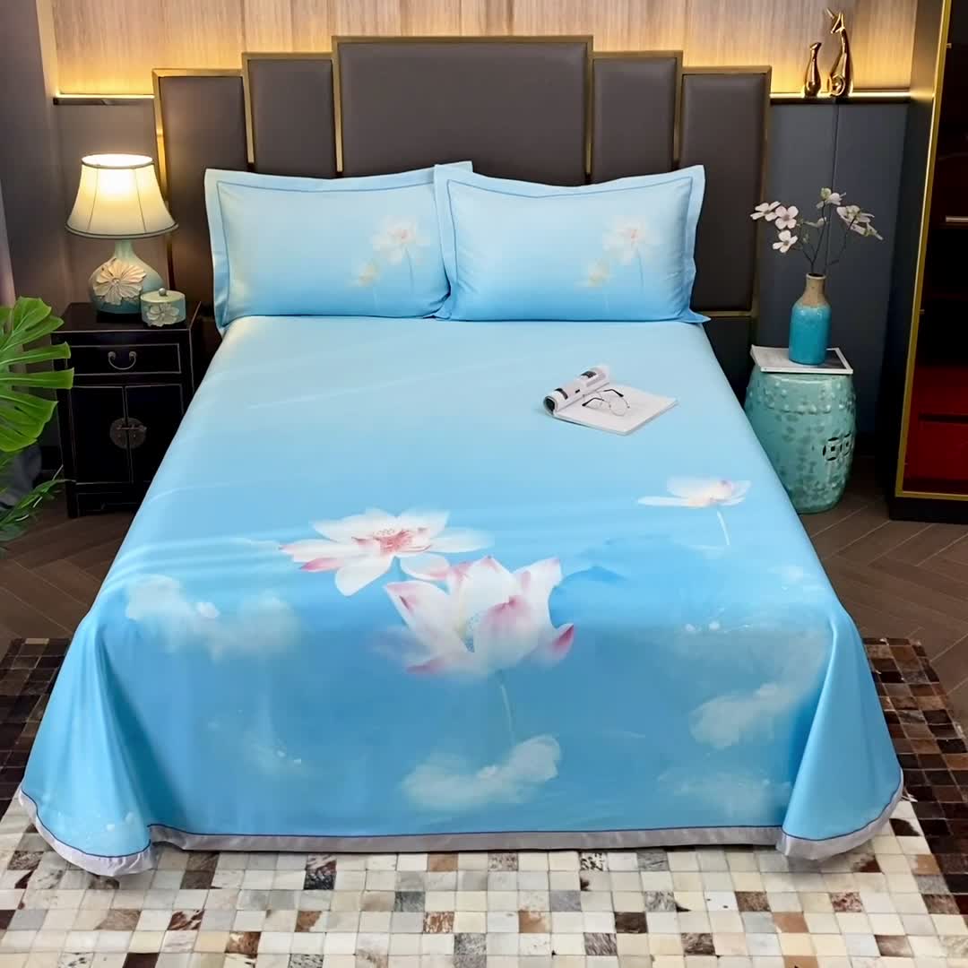 91家纺网 家纺一手货源 找家纺 威克凯丽 2023新款竹语天丝软凉席定位款 青莲