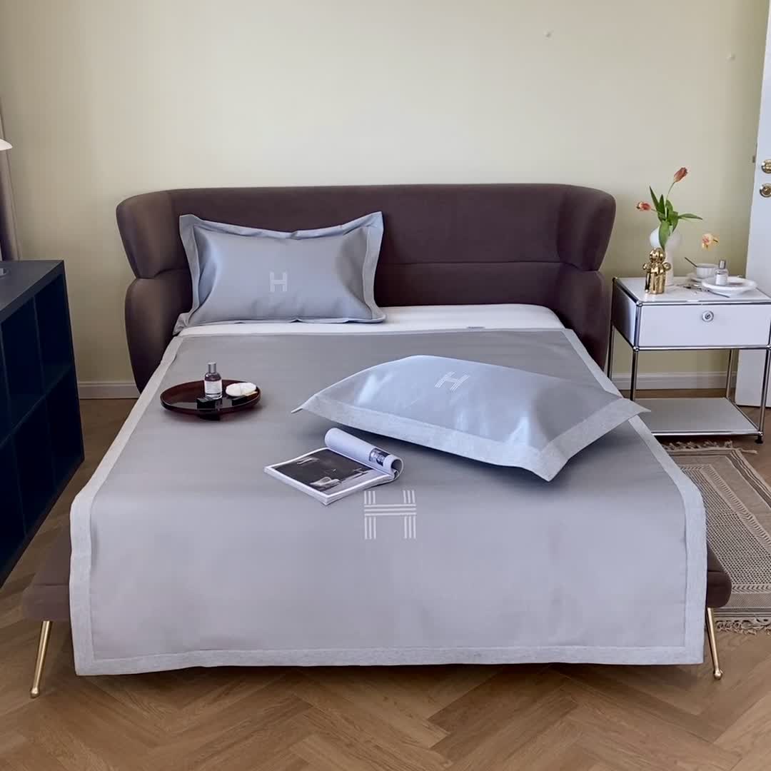 91家纺网 家纺一手货源 找家纺 时年家纺 2021新款水洗冰露丝养生凉席数码印花-轻奢 H-浅灰