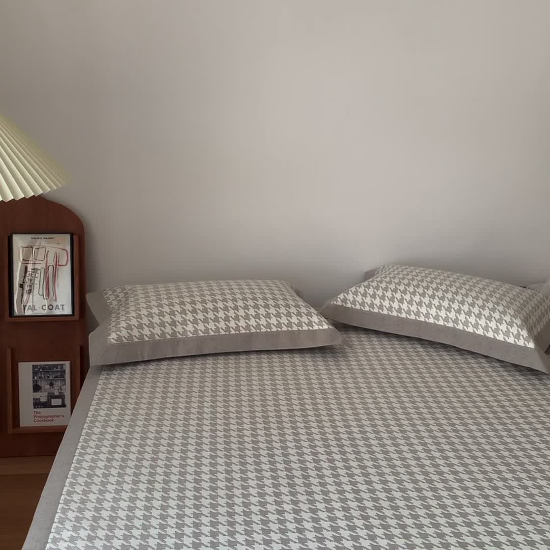 91家纺网 家纺一手货源 找家纺 时年 2021新款水洗提花冰丝凉席养生席 千鸟格-米咖