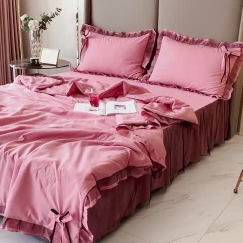 91家纺网 家纺一手货源 找家纺 金米诺 2022新款纯色夏被四件套 典雅莎