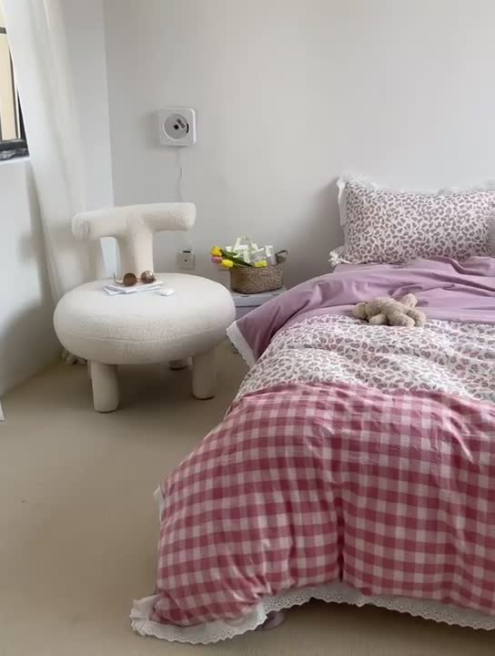 91家纺网 家纺一手货源 找家纺 （总）洋铭区 2021新款慕斯拼色水洗棉四件套