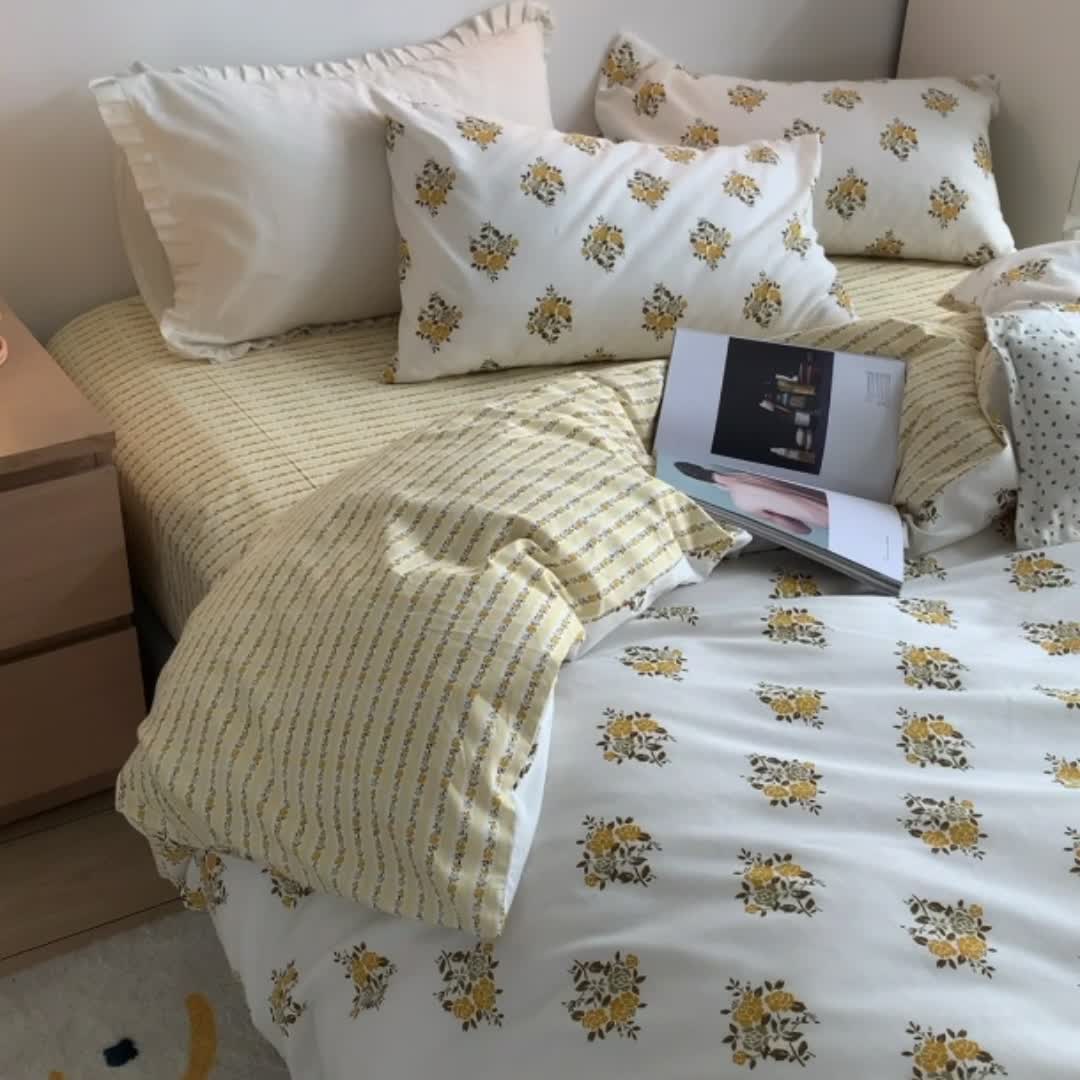 91家纺网 家纺一手货源 找家纺 怡家居 2021新款全棉印花田园四件套 醉玲珑